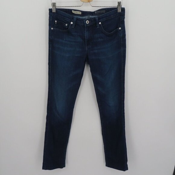 AG Adriano Goldschmied Women 29 The Stevie Slim Straight Dark Blue Denim Jeans - Picture 10 of 11